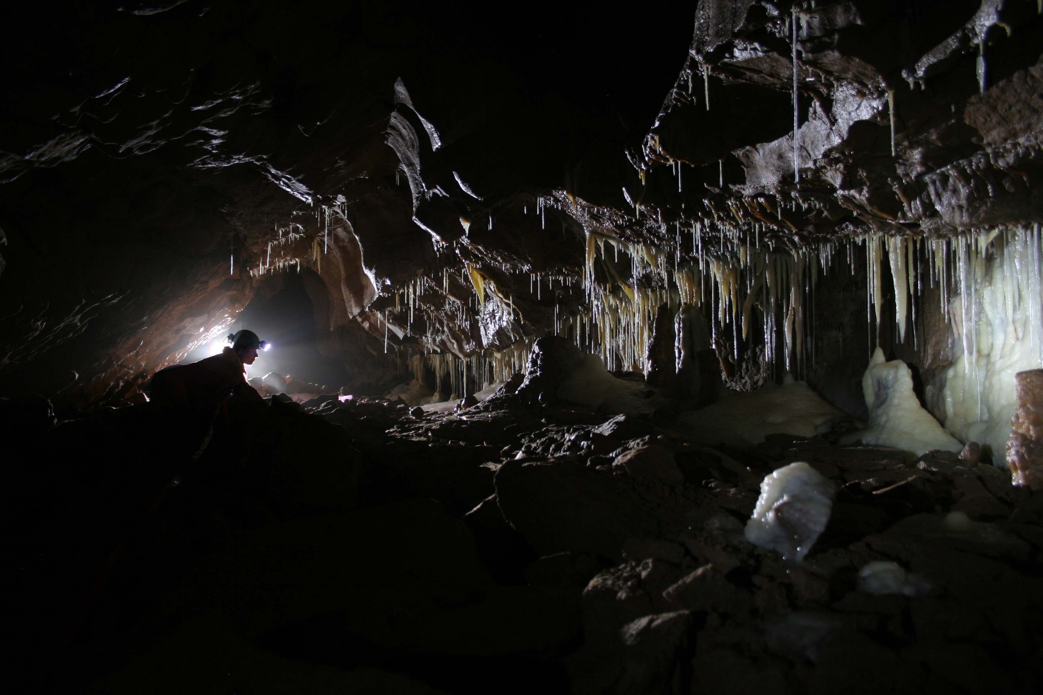 Caving Formations in White Pit, Mendip