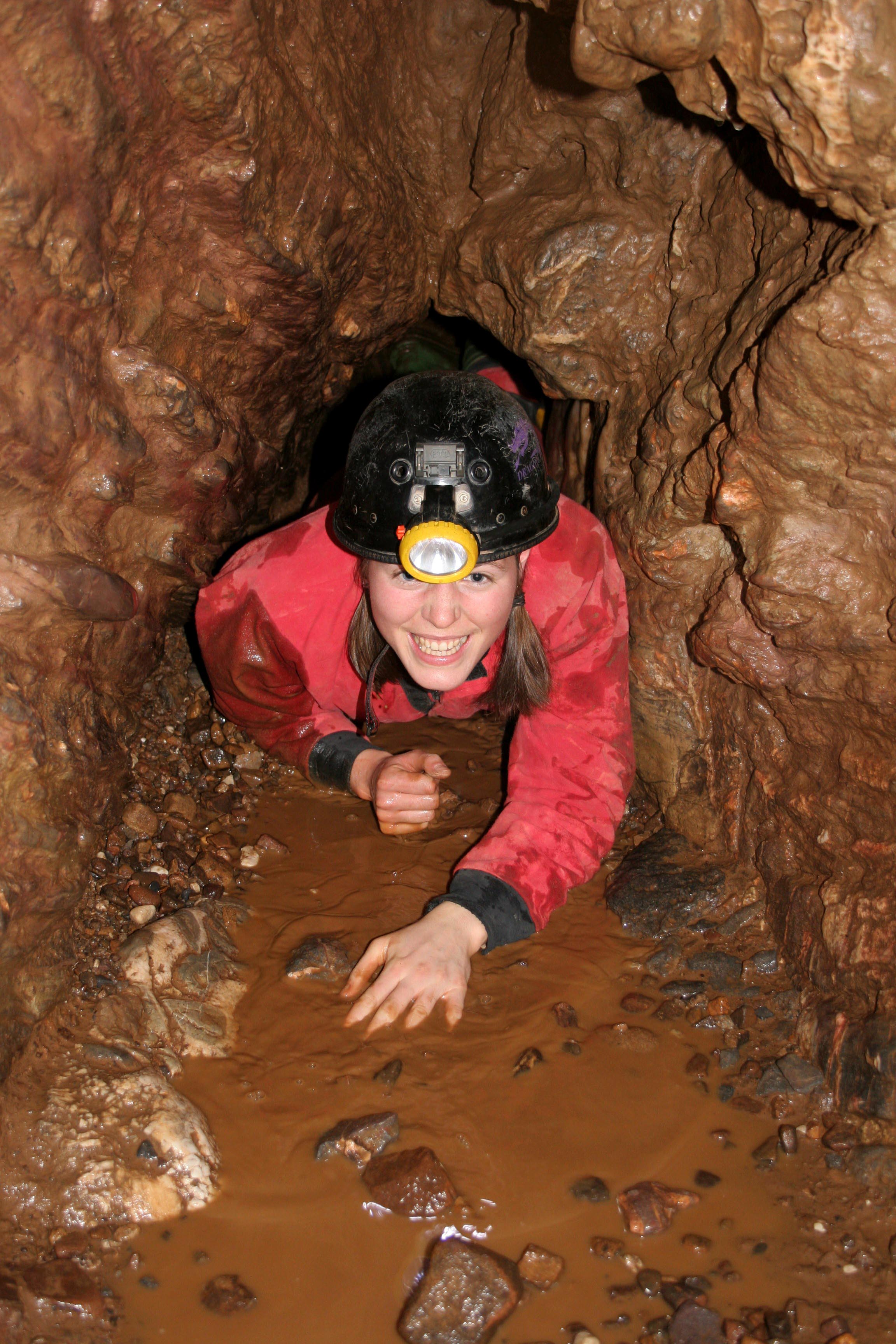 Caving Small bit in GB Cave, Mendip