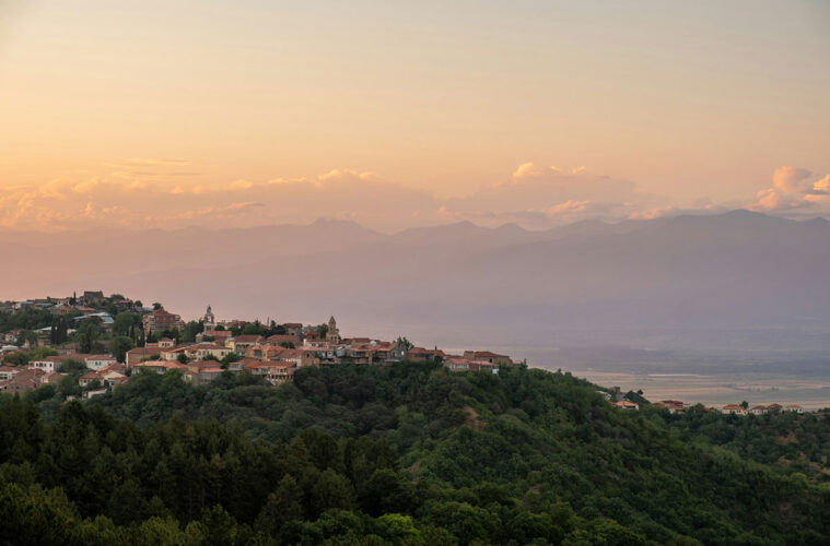 Sighnaghi – The City of Love and Tourism views of the caucasus mountains
