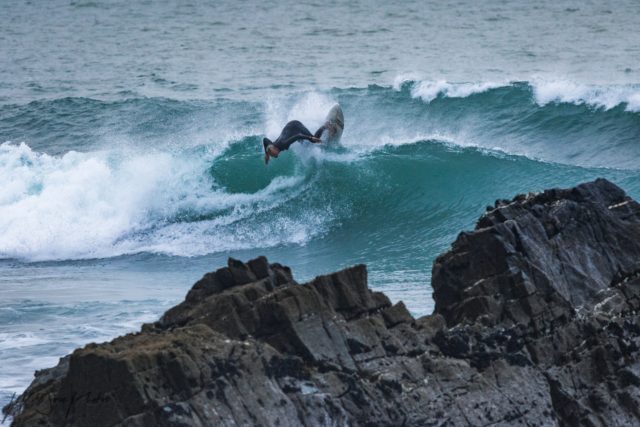 surfer sandy mouth beach Bude